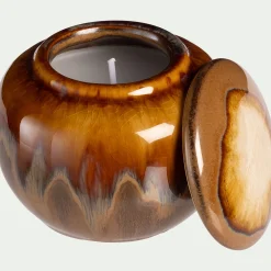 Bougie déco en grès H7cm - marron