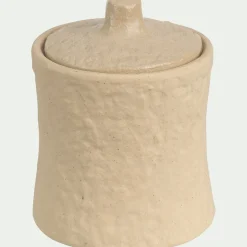 Bougie déco en grès H11cm - rose sable