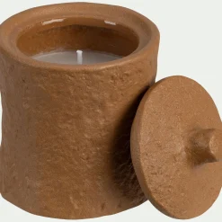 Bougie déco en grès H11cm - terracotta