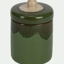 Bougie déco en grès H14,7cm - vert