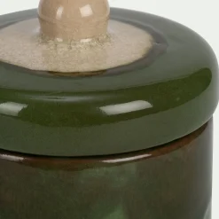 Bougie déco en grès H14,7cm - vert