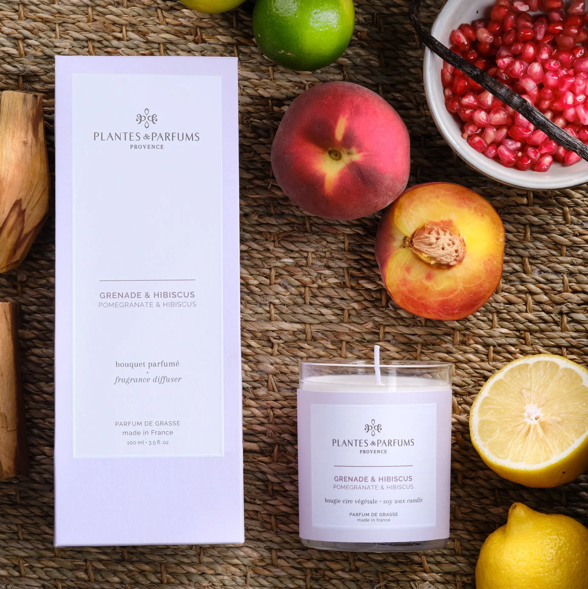 Bougie parfumée senteur Grenade Hibiscus 180g
