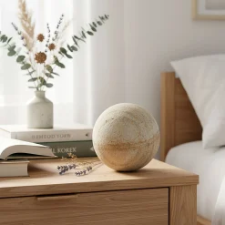 Boule déco en grès D15cm - beige