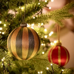 Boule de Noël à rayures tissées D10cm - vert
