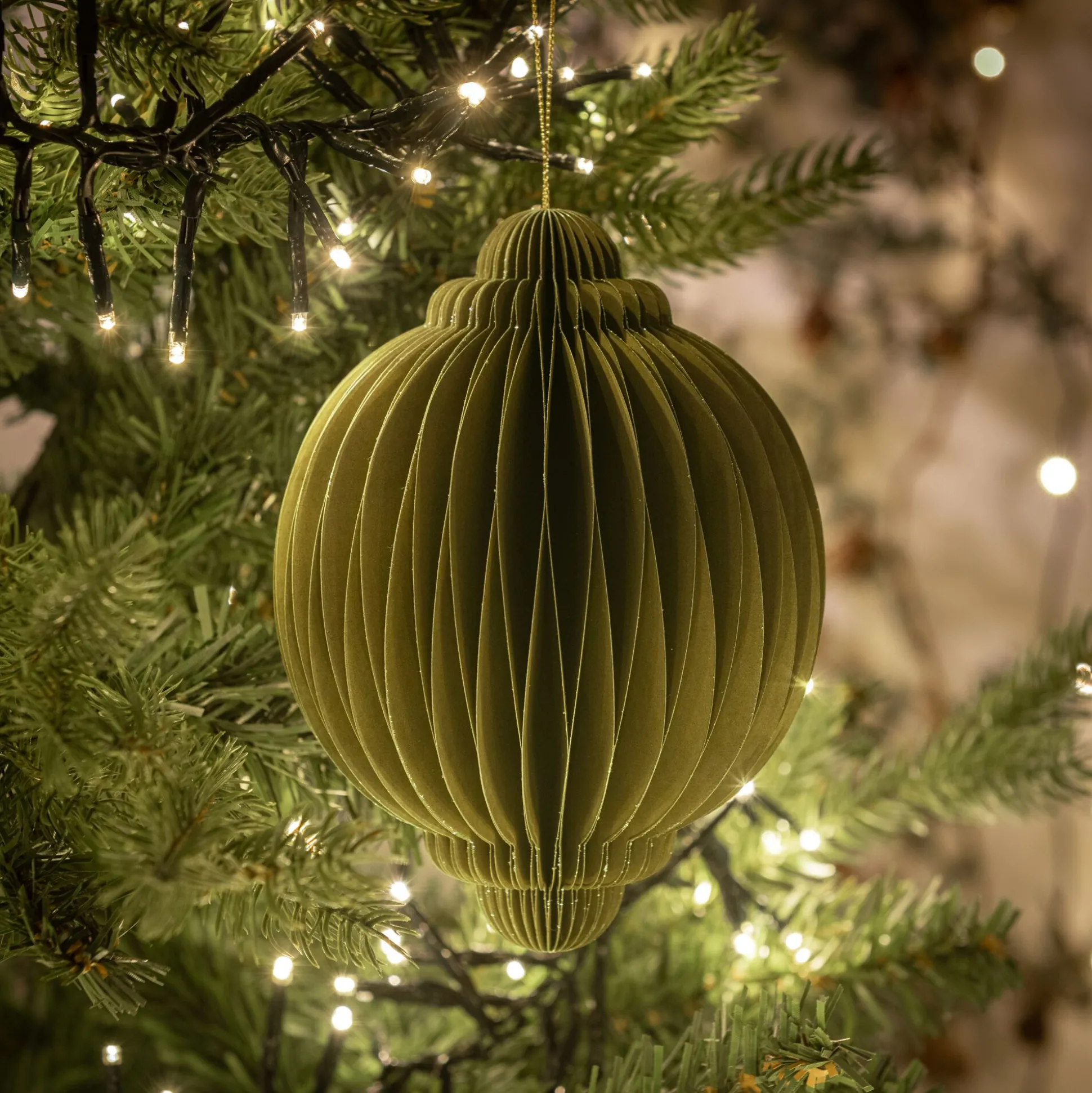 Boule de Noël en papier D6cm - vert