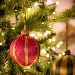 Boule de Noël en tissu D8cm - rouge