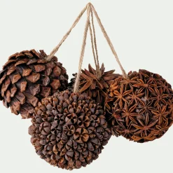 Boule de Noël en végétal naturel D8cm - naturel (modèle aléatoire)