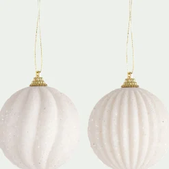 Boule de Noël perlée D8cm - blanc (modèle aléatoire)