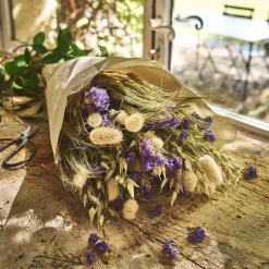 Bouquet de fleurs séchées 50cm - bleu