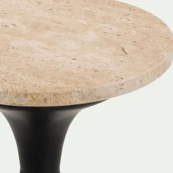 Bout de canapé en acier et travertin D26xH56cm - noir