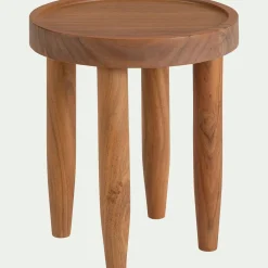 Bout de canapé en bois d'acacia D35xH40cm - bois foncé