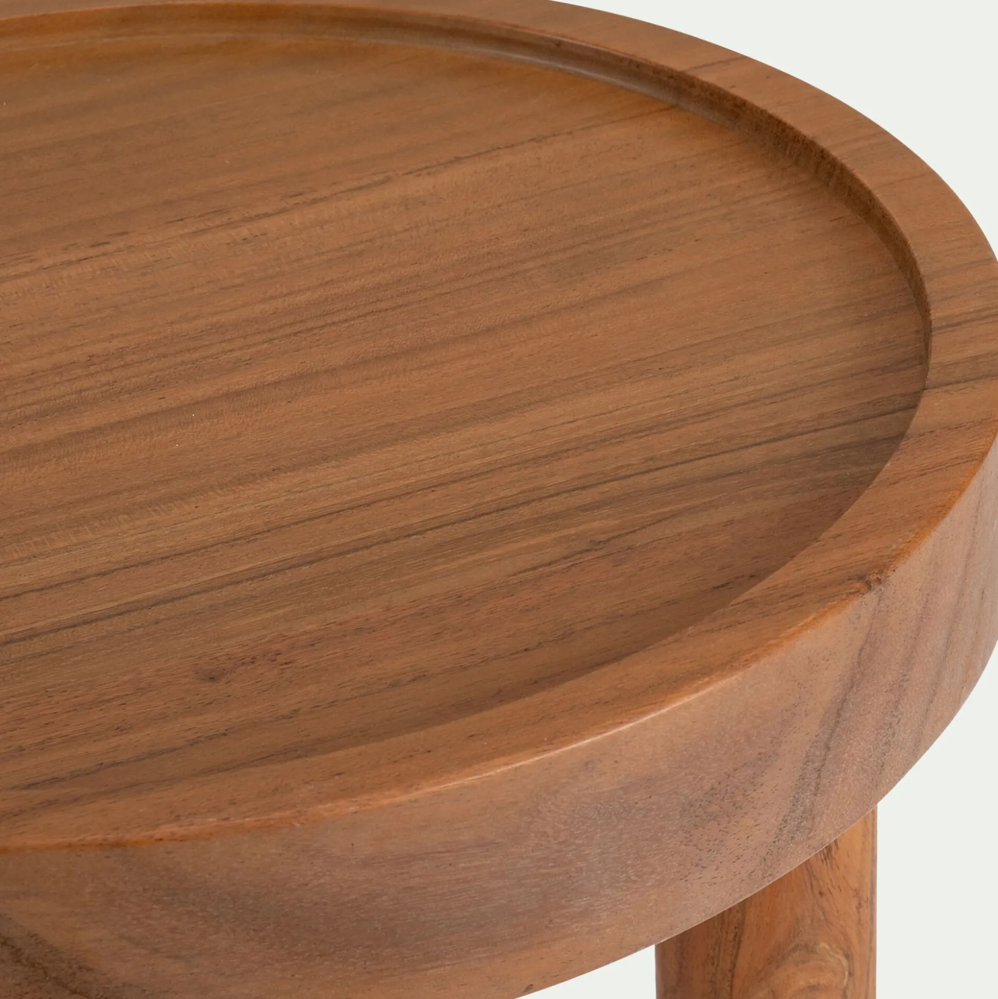 Bout de canapé en bois d'acacia D35xH40cm - bois foncé