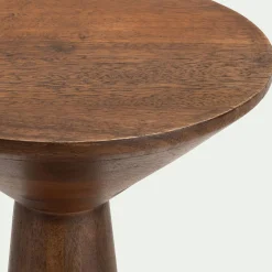 Bout de canapé en bois de manguier rond D25xH53,3cm - bois foncé