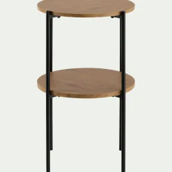 Bout de canapé en bois et acier - naturel D40xH72cm