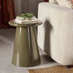 Bout de canapé en bois laqué D35xH45cm - vert