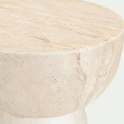 Bout de canapé en ciment effet marbre D36xH46cm - beige