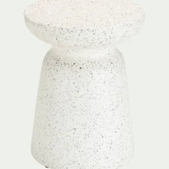 Bout de canapé en ciment terrazzo D35xH45cm - blanc écru