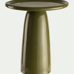 Bout de canapé en grès et céramique D40xH45cm - vert cèdre