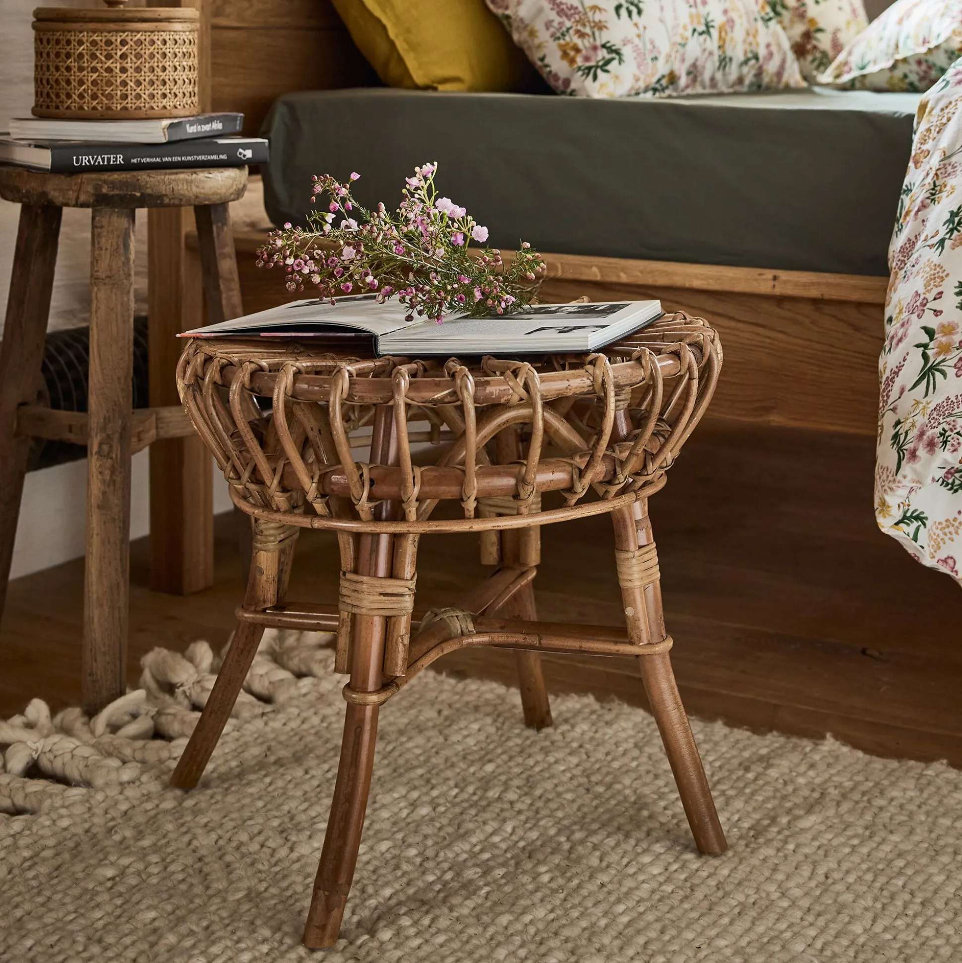 Bout de canapé en rotin D44xH41cm - naturel