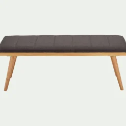 Bout de lit en tissu et pin L116xl40xH43cm - gris anthracite