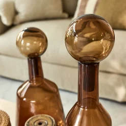 Bouteille déco en verre H52,5cm - brun rustrel