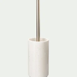 Brosse et porte-brosse wc en céramique mouchetée - blanc ventoux
