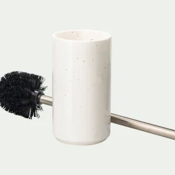 Brosse et porte-brosse wc en céramique mouchetée - blanc ventoux
