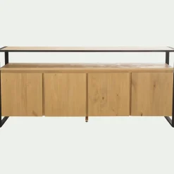 Buffet 4 portes en pin massif et métal noir