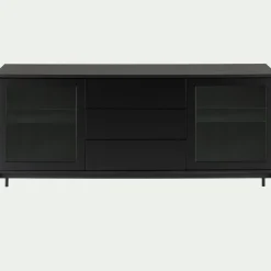 Buffet 2 portes et 3 tiroirs en bois - noir