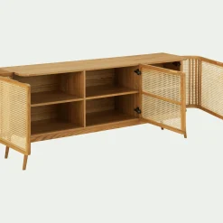 Buffet cannage 3 portes en bois - bois clair