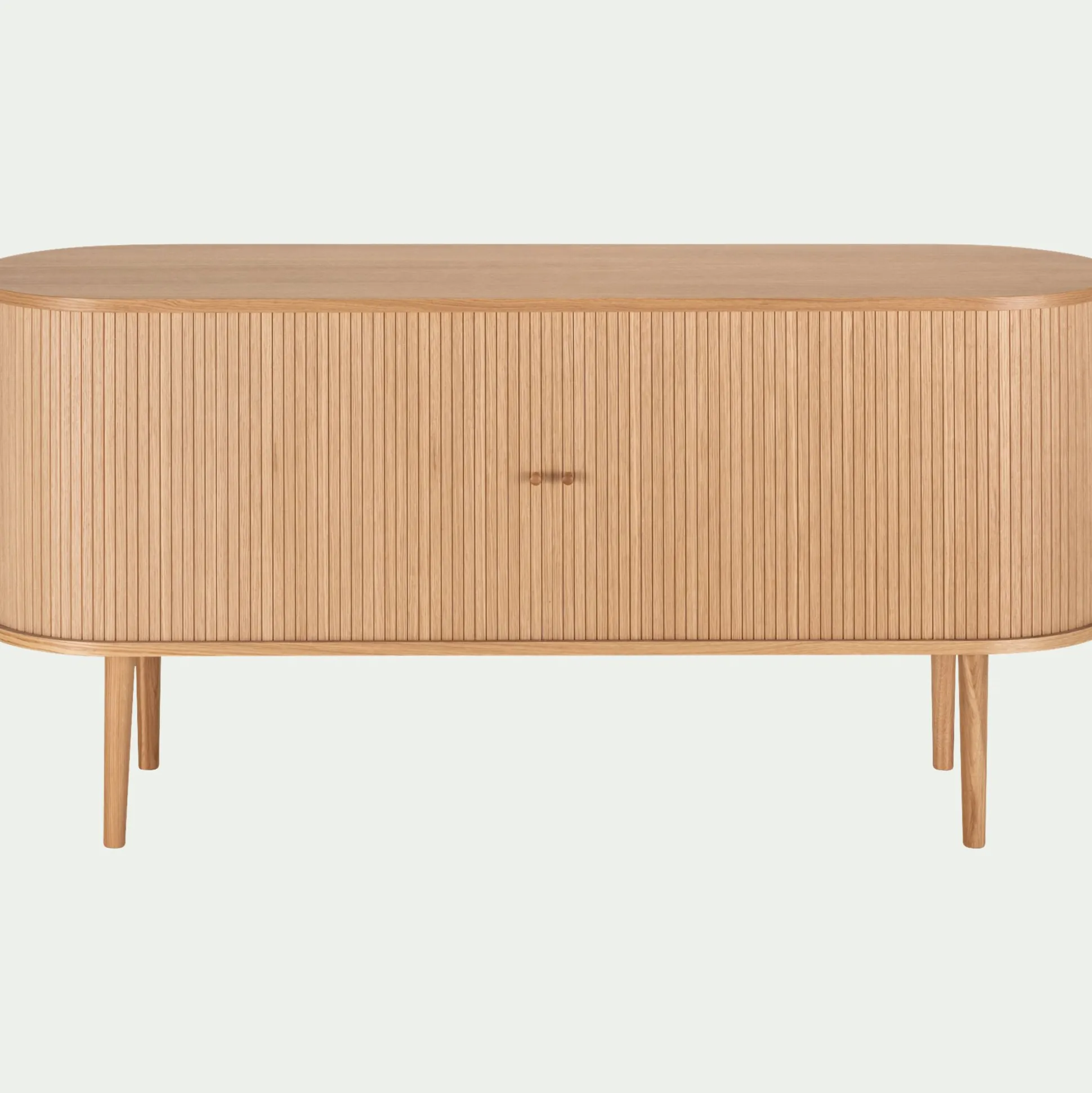 Buffet ovale en bois cannelé - bois clair