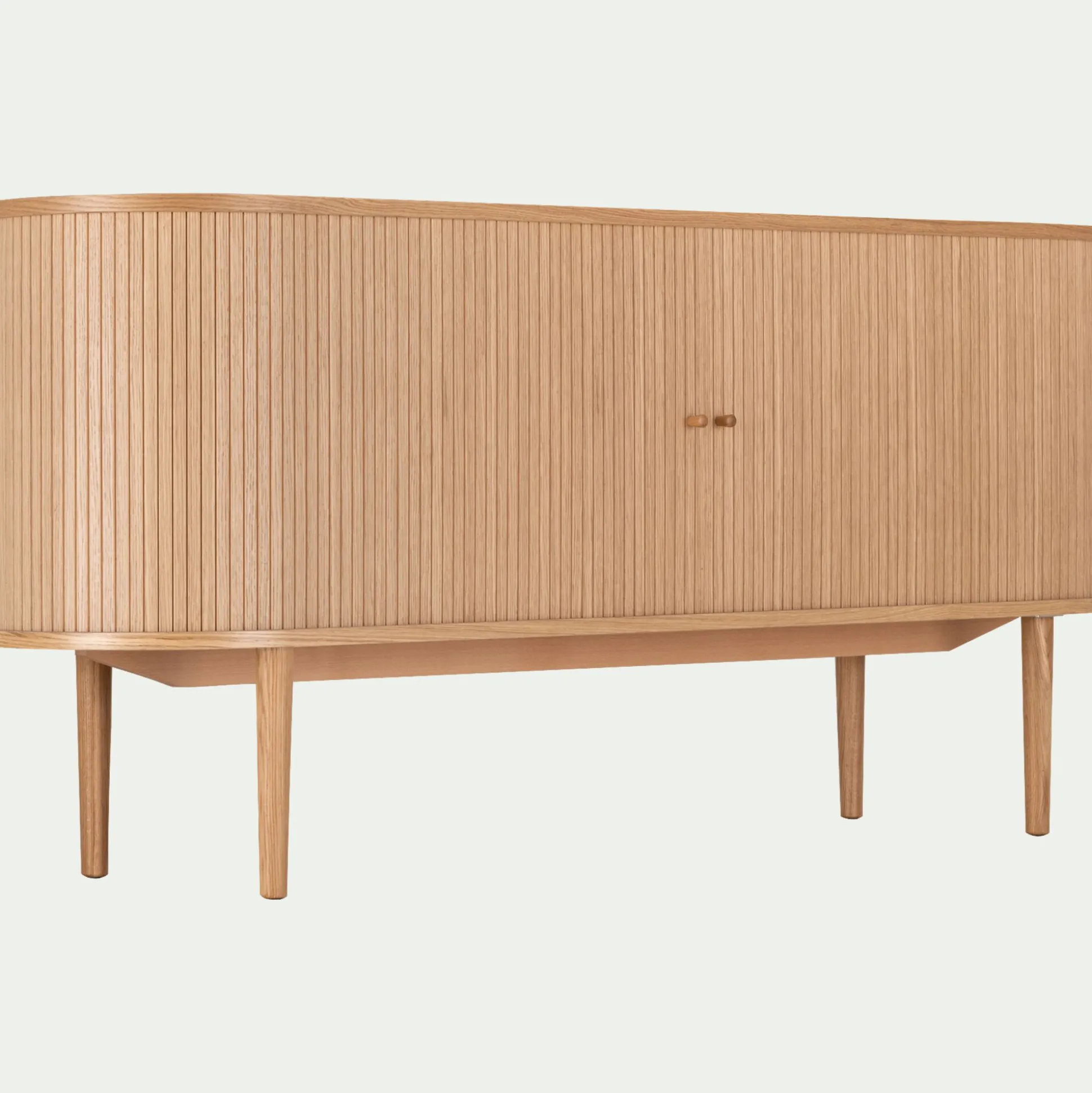 Buffet ovale en bois cannelé - bois clair