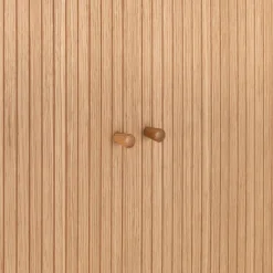 Buffet ovale en bois cannelé - bois clair