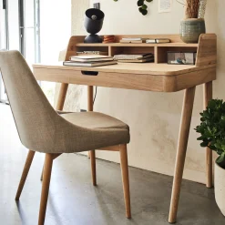 Bureau en chêne avec plateau relevable - bois clair