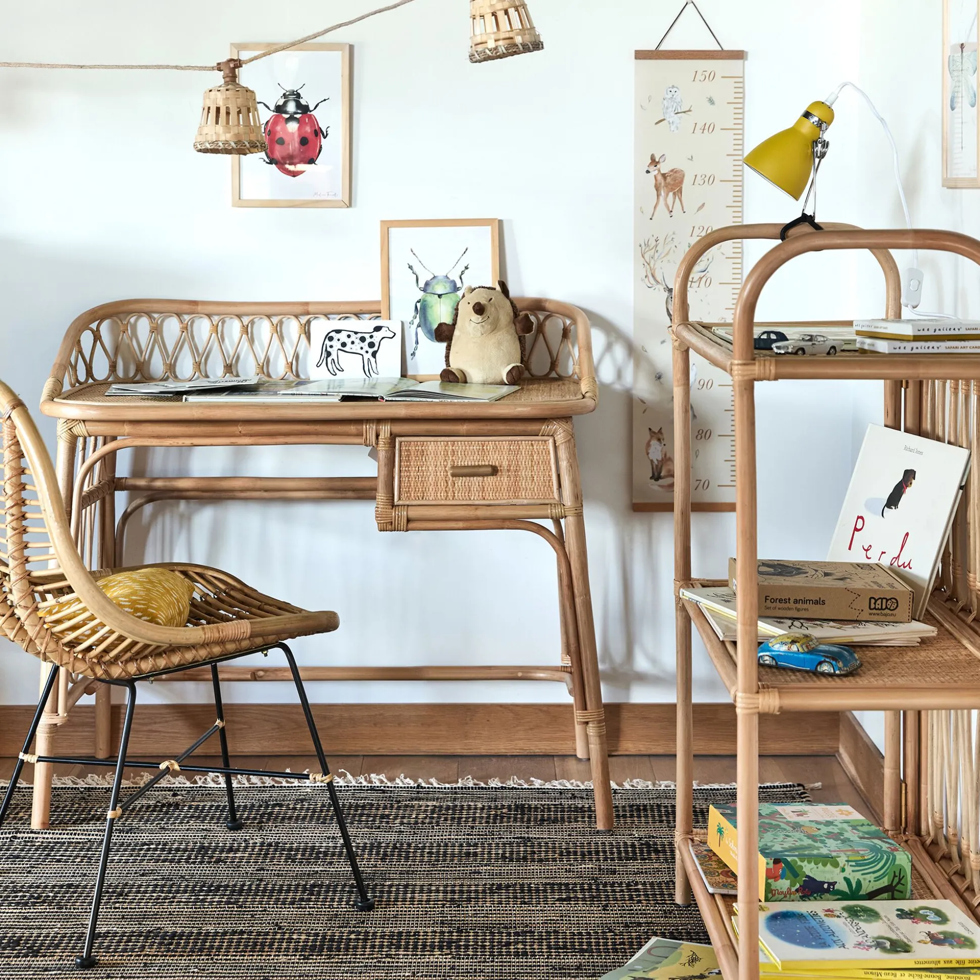 Bureau enfant en rotin - naturel