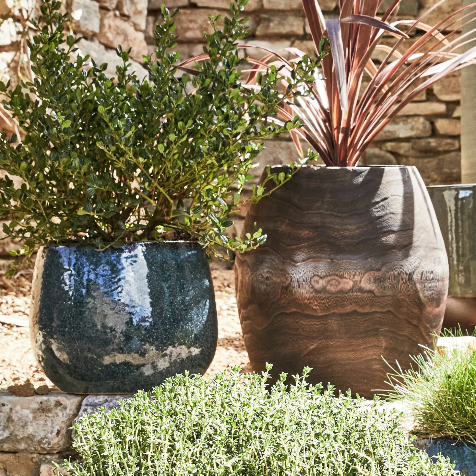 Cache-pot en céramique D24cm - bleu niolon