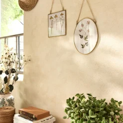 Cadre décoratif ovale avec fleurs séchées - doré