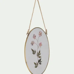 Cadre décoratif ovale avec fleurs séchées - doré