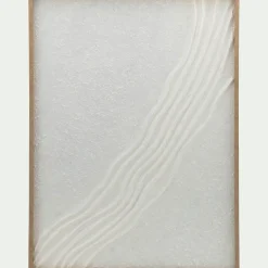 Cadre décoratif relief vague en papier de riz 60x80cm - blanc
