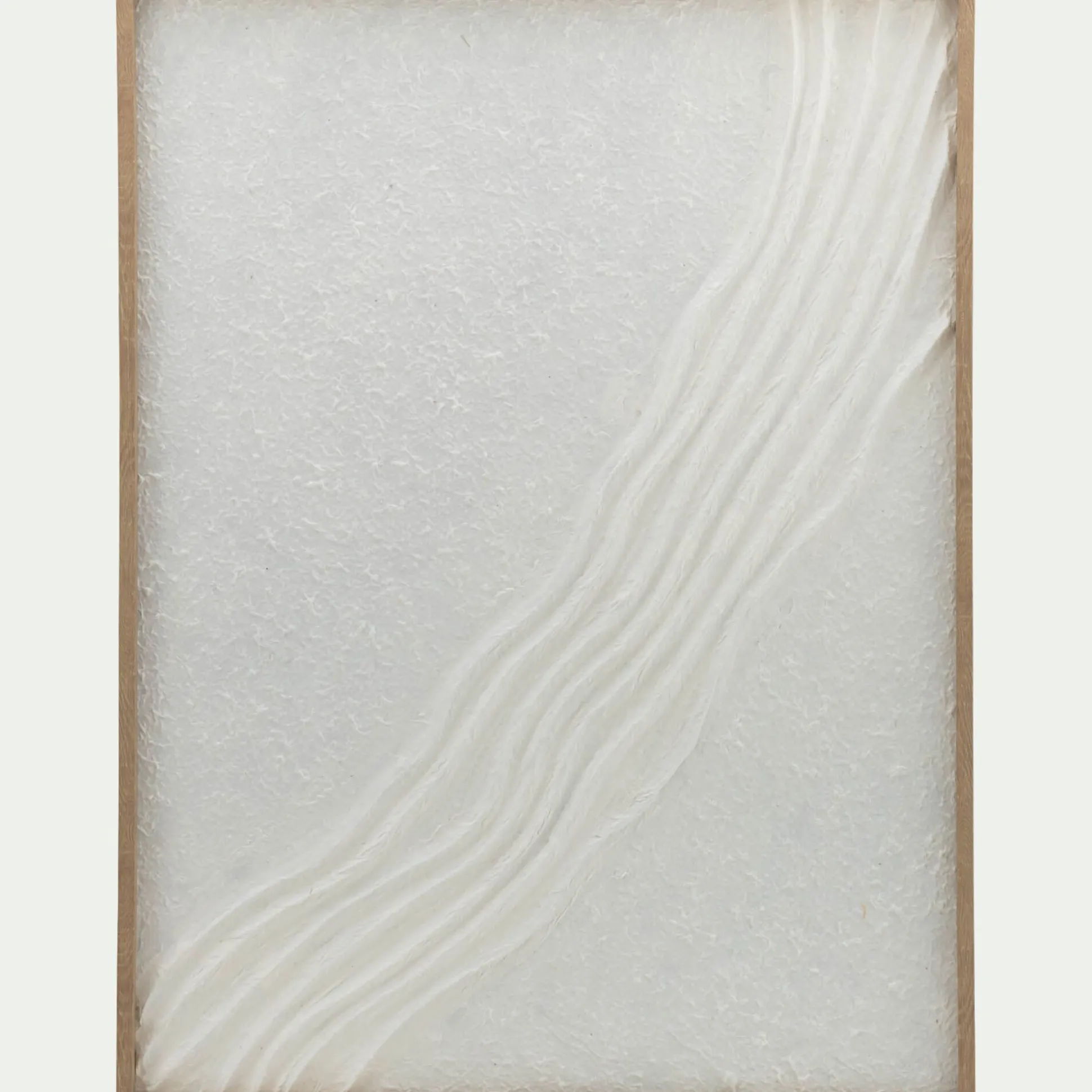 Cadre décoratif relief vague en papier de riz 60x80cm - blanc