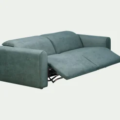 Canapé 3 places 2 relax droit en tissu - bleu niolon