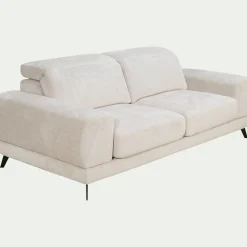 Canapé 3 places avance recule en tissu doux - beige