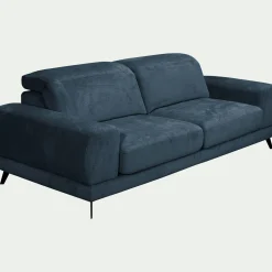 Canapé 4 places avance recule en tissu doux - bleu