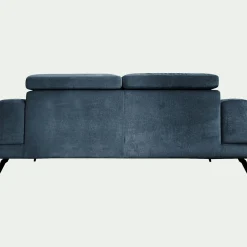 Canapé 3 places avance recule en tissu doux - bleu