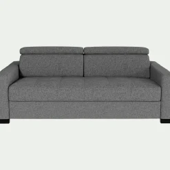 Canapé 3 places convertible en tissu pop avec accoudoirs 15cm - gris moyen