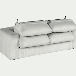 Canapé 3 places convertible en velours côtelé - gris borie