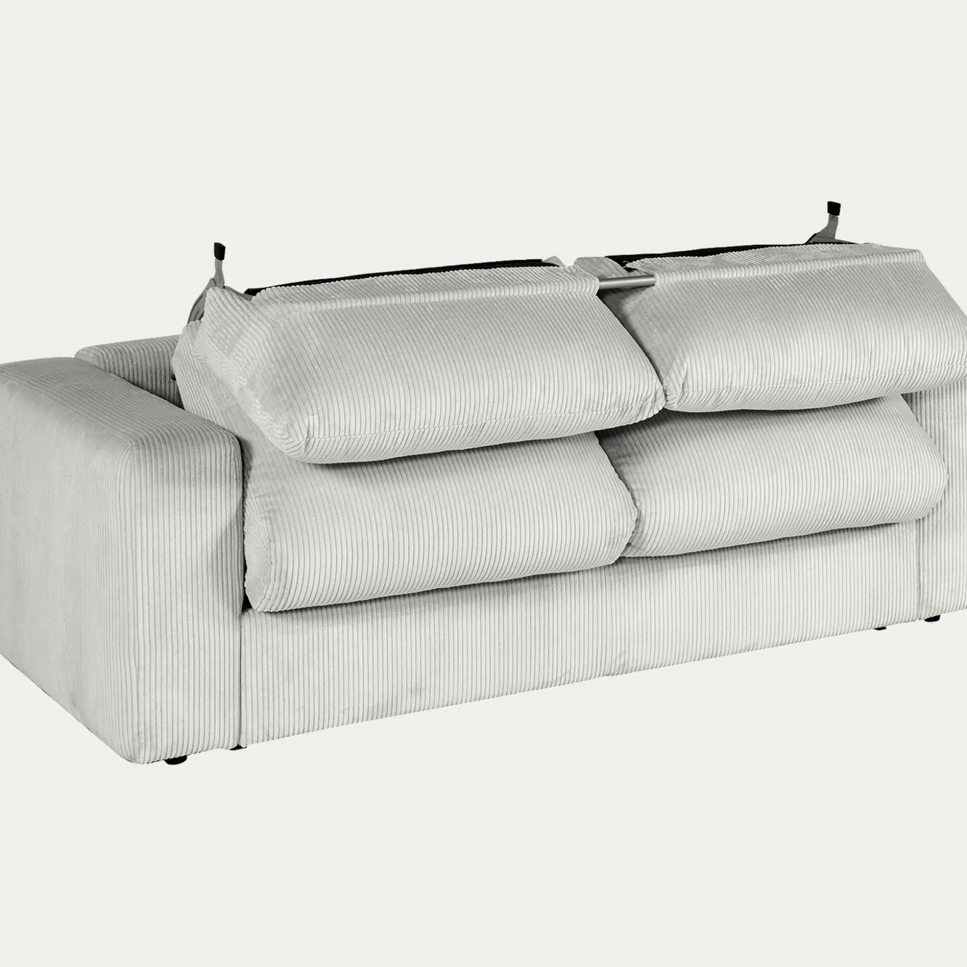 Canapé 3 places convertible en velours côtelé - gris borie