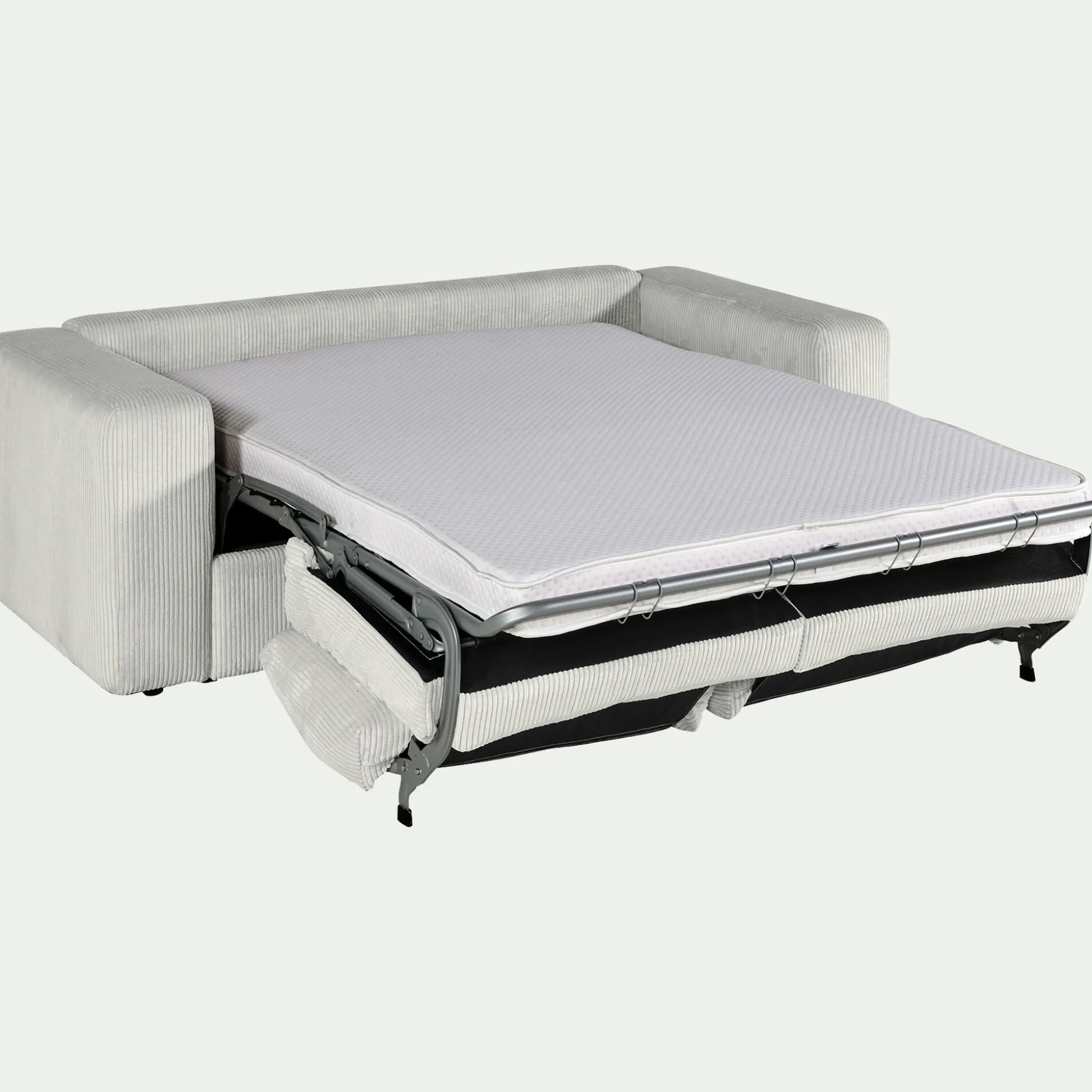 Canapé 3 places convertible en velours côtelé - gris borie