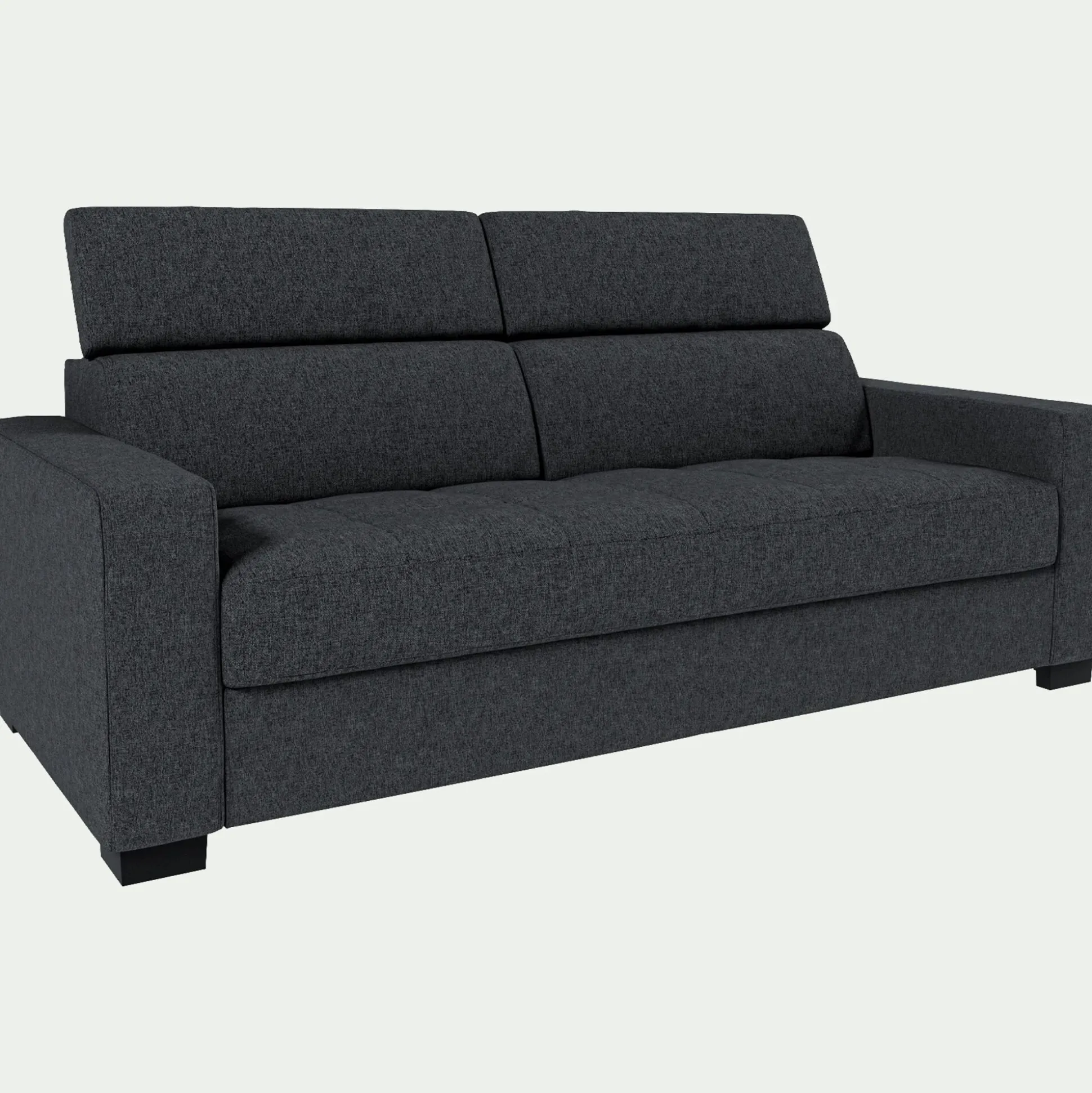 Canapé 3 places convertible en tissu avec accoudoirs 20cm - gris anthracite