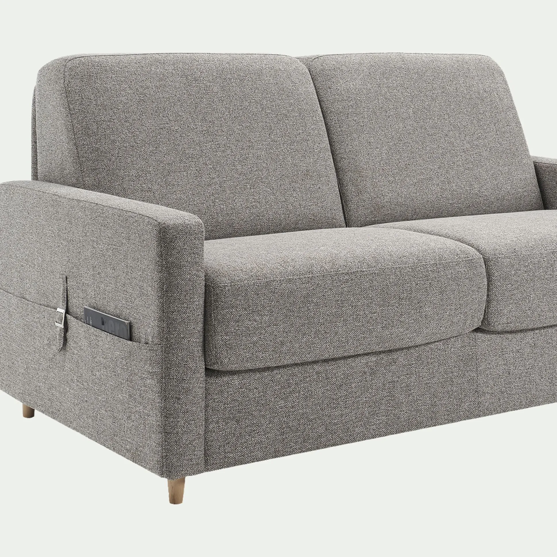 Canapé 3 places convertible en tissu matelas densité 25kg/m3 - gris